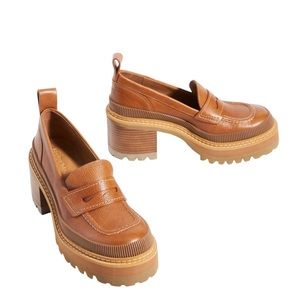 See By Chloé Mahalia Textured-Leather Heeled Loafers. BRAND NEW IN ORIGINAL BOX!